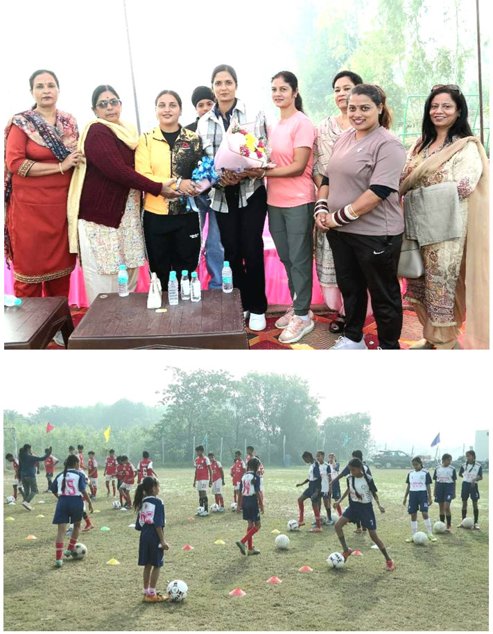 प्रसिद्ध फुटबॉलर ब्राउन गर्ल ने खिलाड़ियों को खेल तकनीक और टीम वर्क के महत्व के बारे में बताया